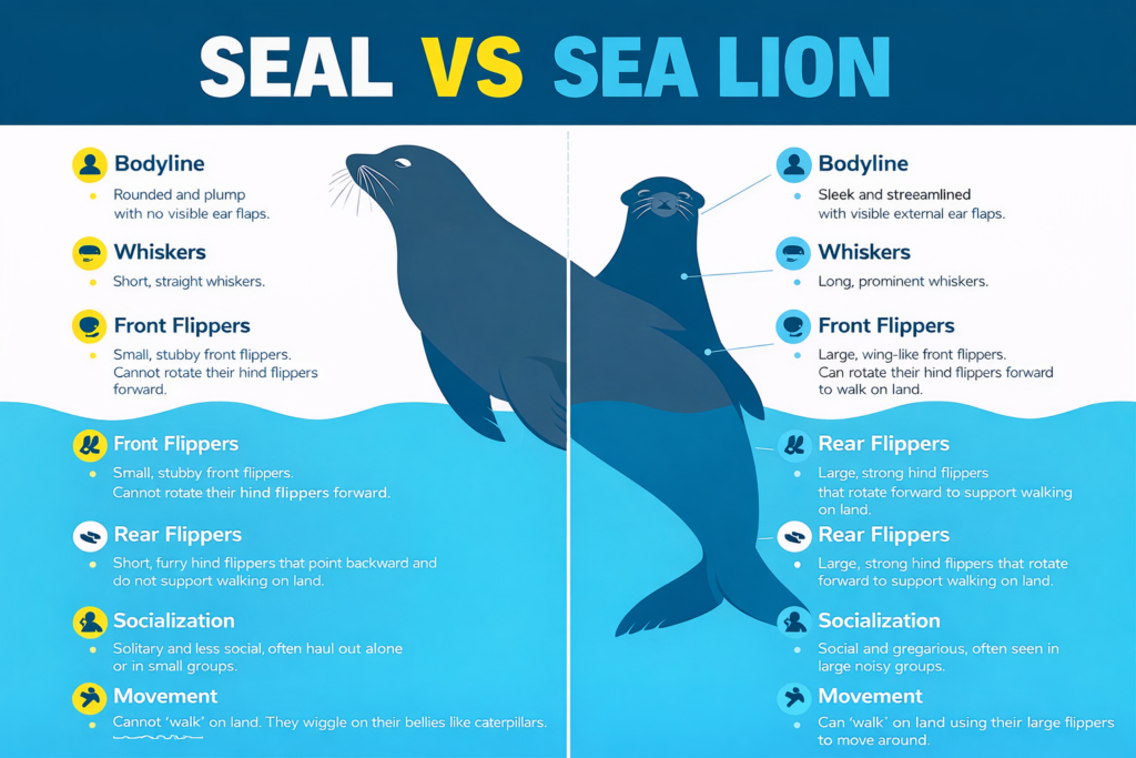 Seal-vs-sea-lion-comparison-infographic-1024x683 सील और सी लायन एग्ज़िबिट गाइड: 7 कमाल के फैक्ट्स और विज़िटर टिप्स